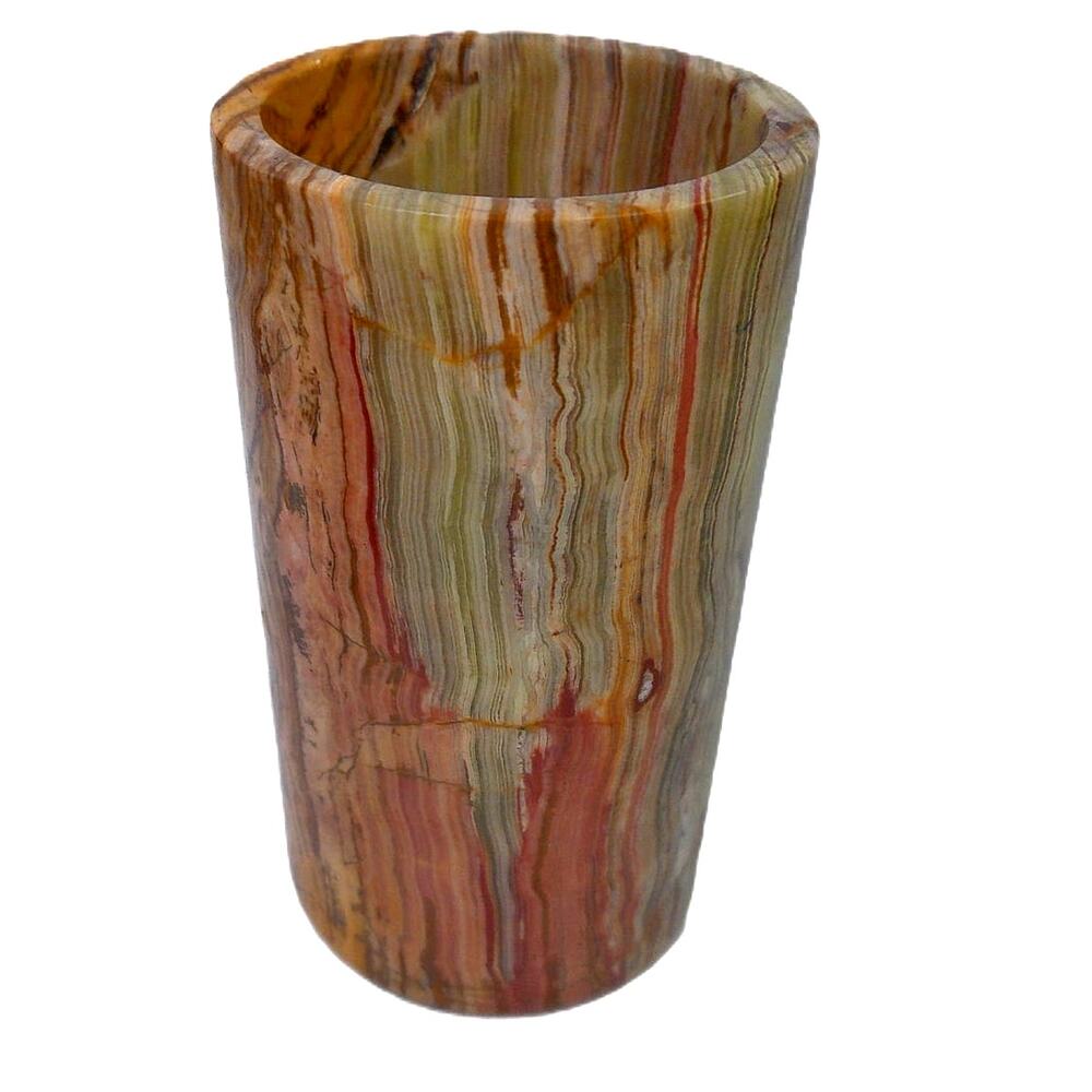 Vintage Handcrafted Multi-Onyx Stone Holder & Desk Organizer Cup